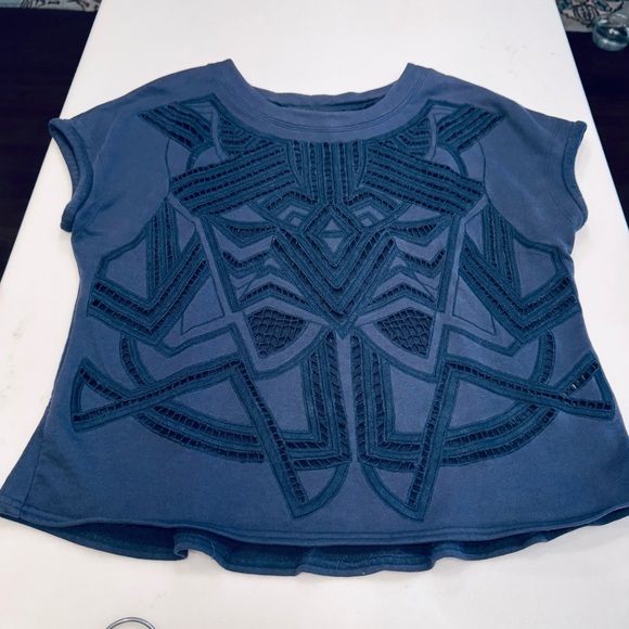 Tibi New York Women’s Embroidered Cut-out Top Cottton Navy Blue Sz Small - Picture 5 of 10